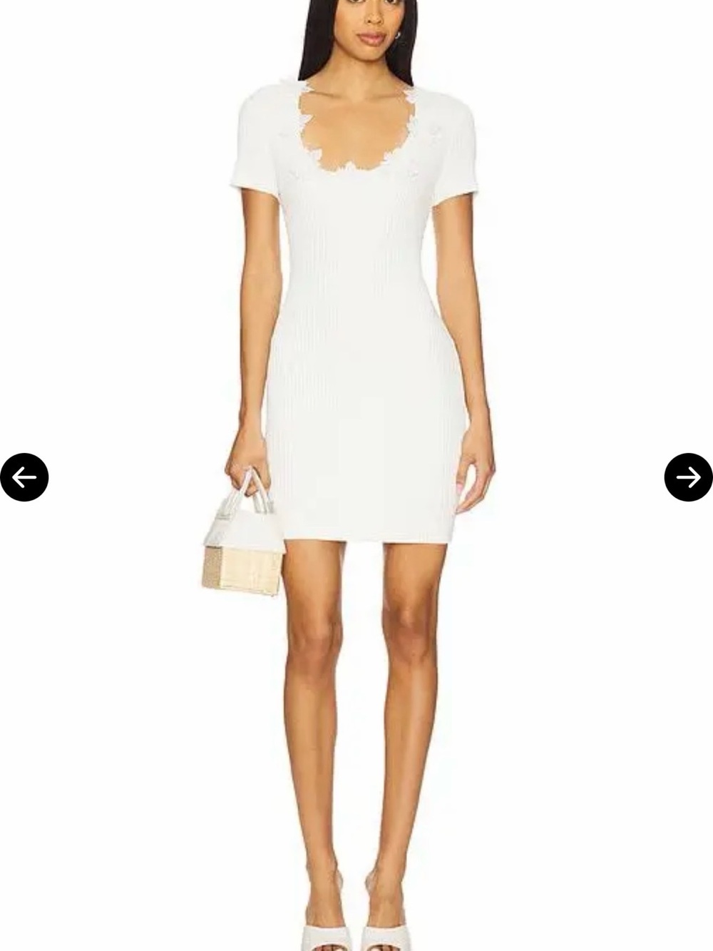 Generation Love White Scallop Scoop Ribbed Mini Dress